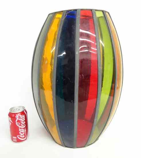 Appraisal: Mid Century multicolored glass lamp shade '' Ht