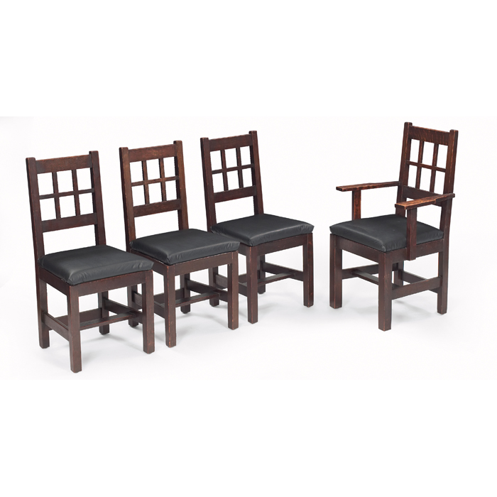 Appraisal: Arts and Crafts dining chairs set of four possibly Stickley