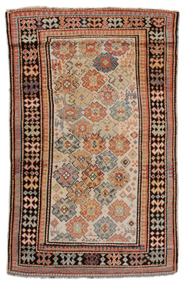 Appraisal: Kazak Rug Caucasian diagonal rows of geometric patterns with quadrupeds