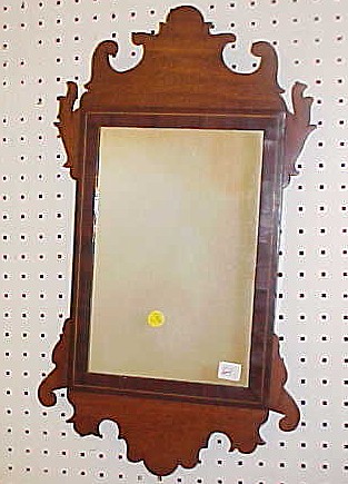 Appraisal: Chippendale style mahogany mirror contrasting inlay around mirror '' h