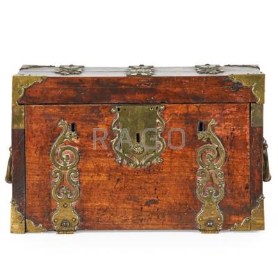 Appraisal: ENGLISH STRONGBOX Oak and brass th th c x x