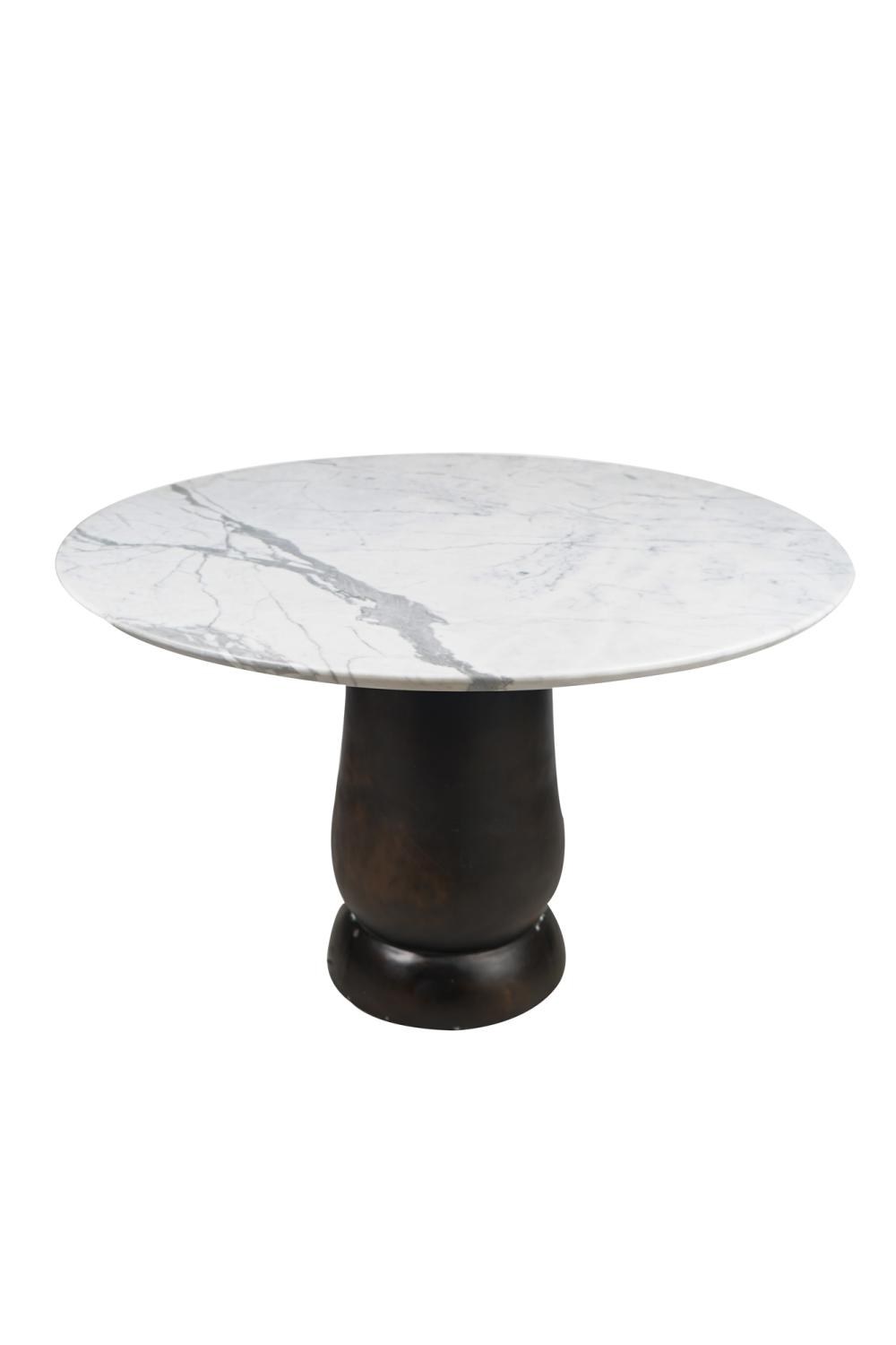 Appraisal: MODERNIST BRONZE MARBLE TABLEcontemporary apparently unsigned Condition a few light