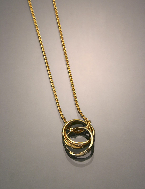 Appraisal: Choker Length -Karat Tricolored-Gold 'Trinity' Pendant and Chain Cartier Together