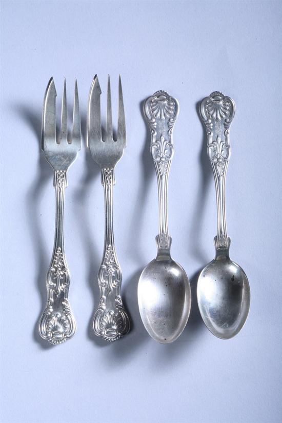 Appraisal: TWELVE GORHAM STERLING SILVER OYSTER FORKS AND TEN TEASPOONS Kings