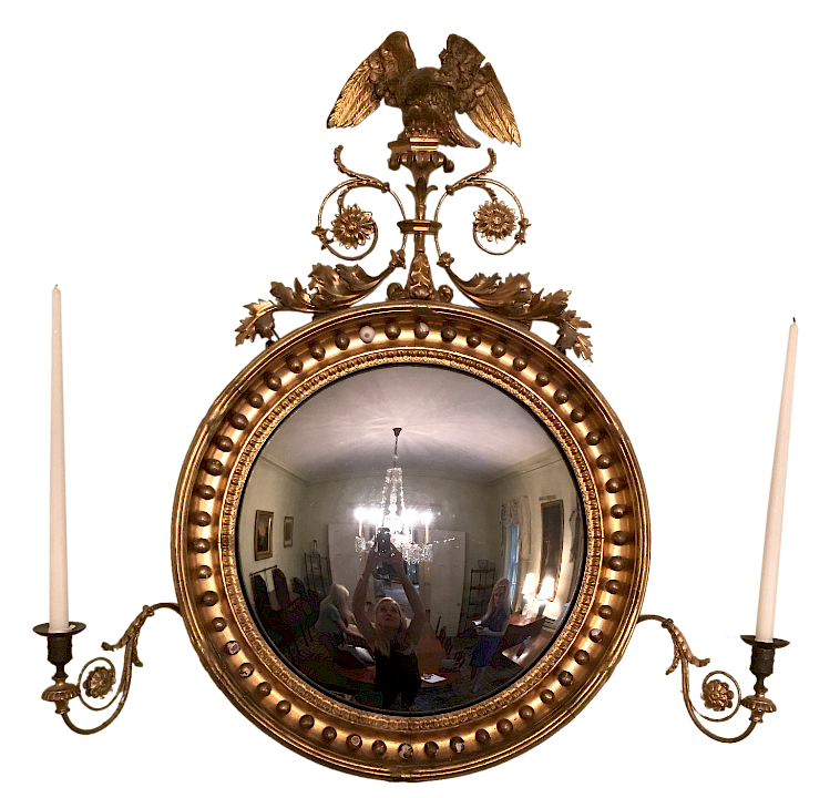 Appraisal: Federal Girandole Mirror Candle Sconces English Girandole Mirror with Candle