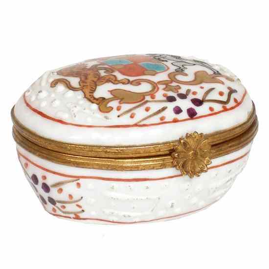 Appraisal: A Small French Samson Hard Paste Porcelain Armorial Box th