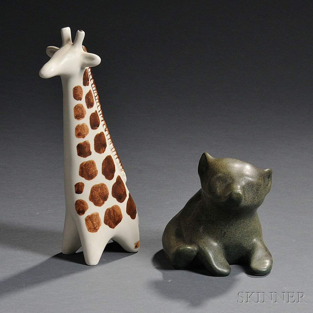 Appraisal: Arabia Bear and Giraffe Figures Pottery Finland mid- th century