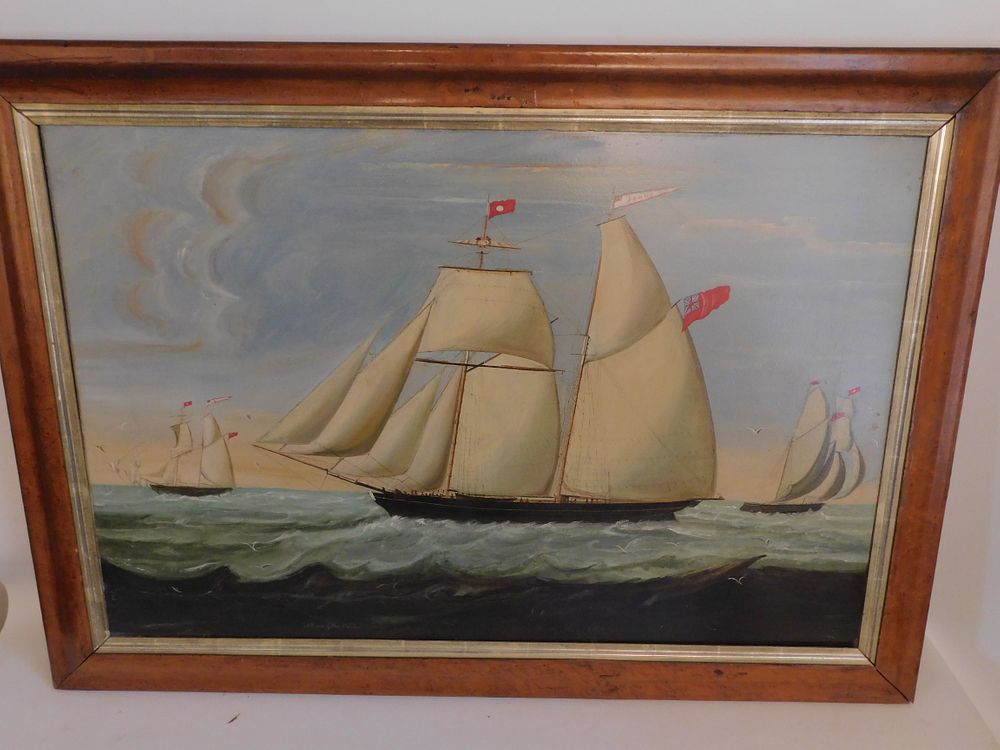 Appraisal: BRITISH SHIP PAINTING Antique British ship portrait painting titled A