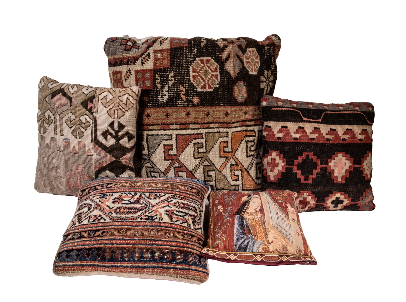 Appraisal: KILIM TOPPED PILLOWS Lot of Decorative Throw Pillows with kilim