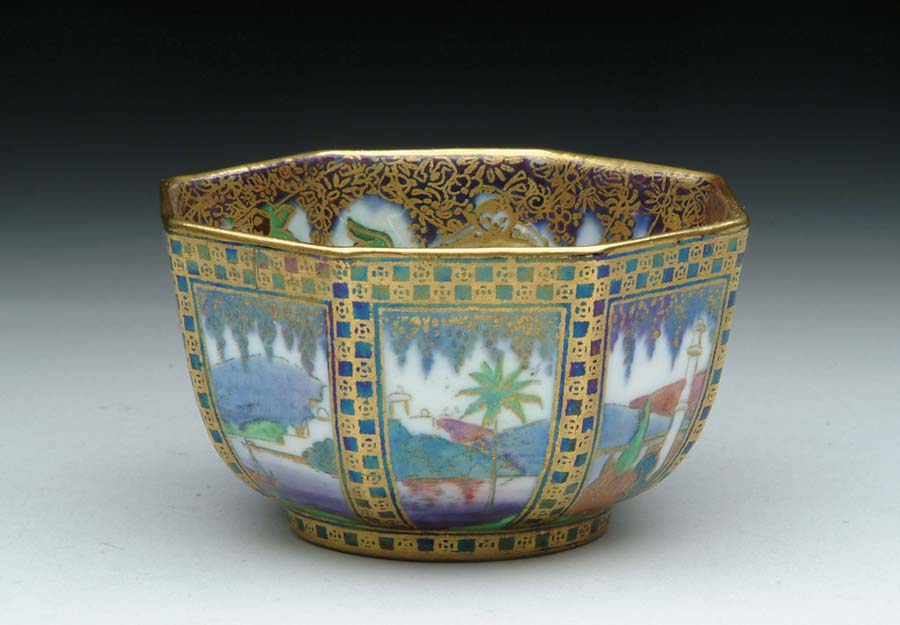 Appraisal: WEDGWOOD FAIRYLAND LUSTRE BOWL Impressive small paneled bowl is decorated