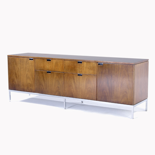 Appraisal: FLORENCE KNOLL KNOLL Wooden credenza with four drawers and two