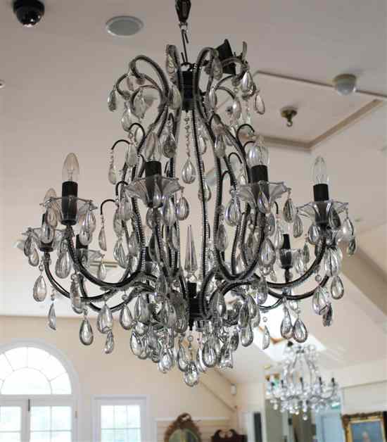 Appraisal: A modern French glass ten light chandelier ft in Estimate