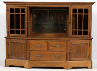 Appraisal: MISSION STYLE OAK CABINET H W D Having a crown