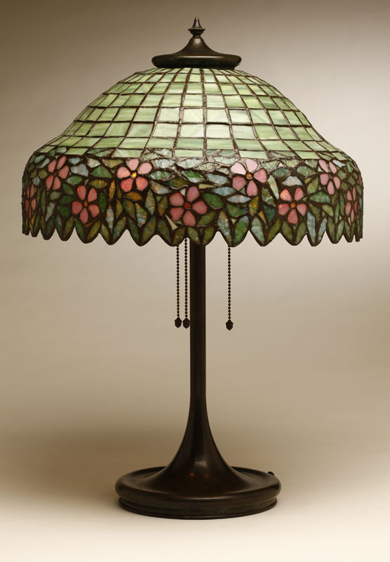 Appraisal: A Unique leaded art glass ''Dogwood'' table lamp A Unique