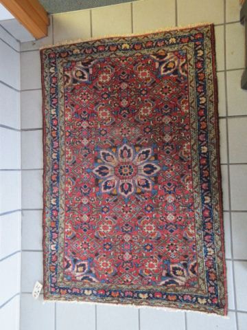 Appraisal: Hamadan Persian Handmade Rug center medallion stylized florals ' x