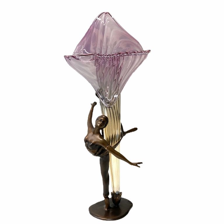 Appraisal: Erte Style Art Glass And Bronze Sculpture Erte Style Art