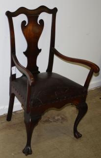 Appraisal: th c Pennsylvania Chippendale walnut armchair trifid feet shaped crest