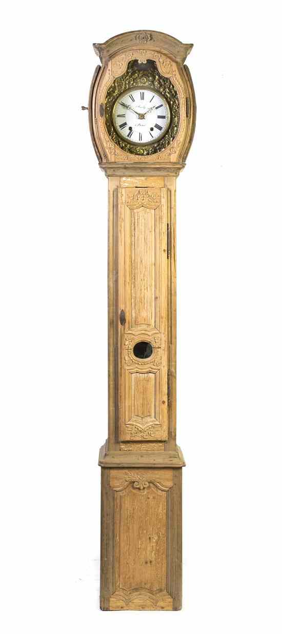 Appraisal: A French Provincial Pine Tall Case Clock Ancely having a