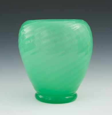 Appraisal: A Steuben Opalene Jade Green Swirl Glass Vase Apprx H