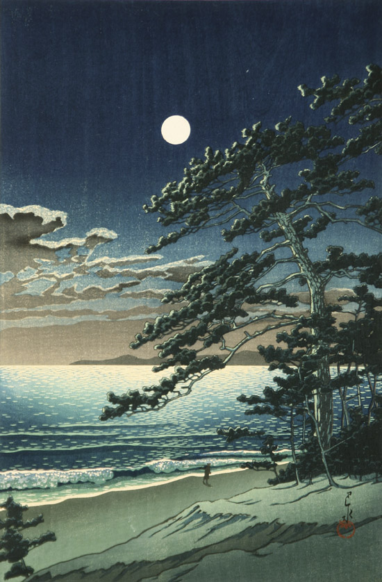 Appraisal: Kawase Bunjiro Hasui Japanese - Spring Moon Ninomiya Beach Woodblock