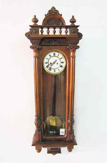 Appraisal: TWO-WEIGHT REGULATOR WALL CLOCK German c having a long walnut