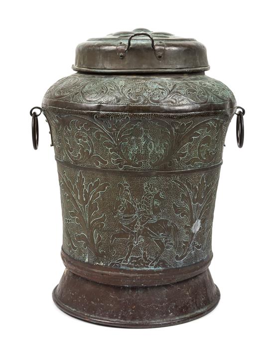 Appraisal: Sale Lot A Continental Hammered Copper Storage Jar likely th