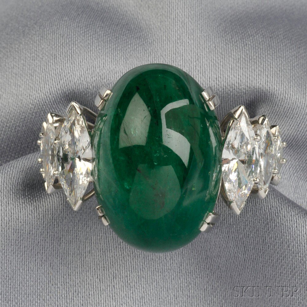 Appraisal: Platinum Emerald and Diamond Ring set with a large oval