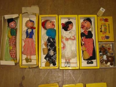 Appraisal: Six Pelham puppets Dutch Boy Dutch Girl Old Lady SL