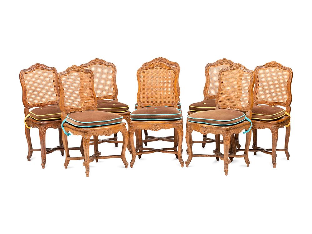 Appraisal: A Set of Eight Louis XV Provincial Style Dining Chairs