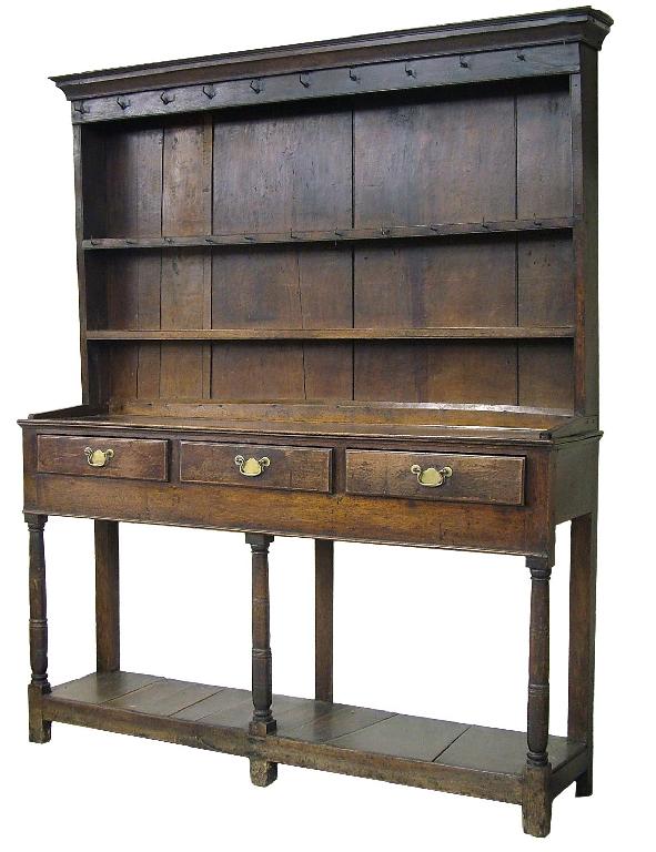 Appraisal: Small th century oak country dresser the moulded top over