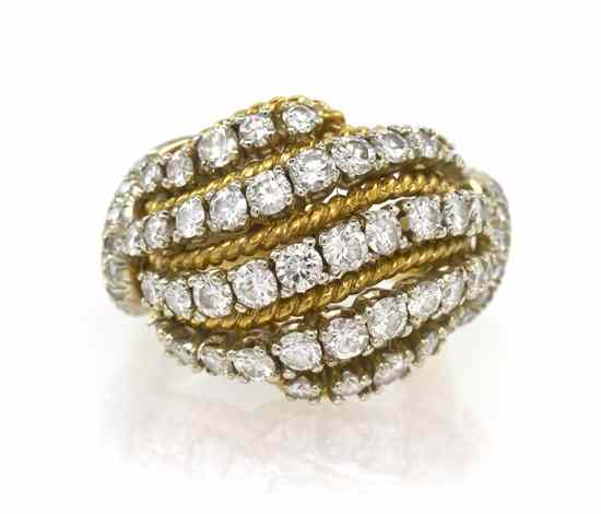 Appraisal: A Vintage Karat Gold and Diamond Rope Ring in a