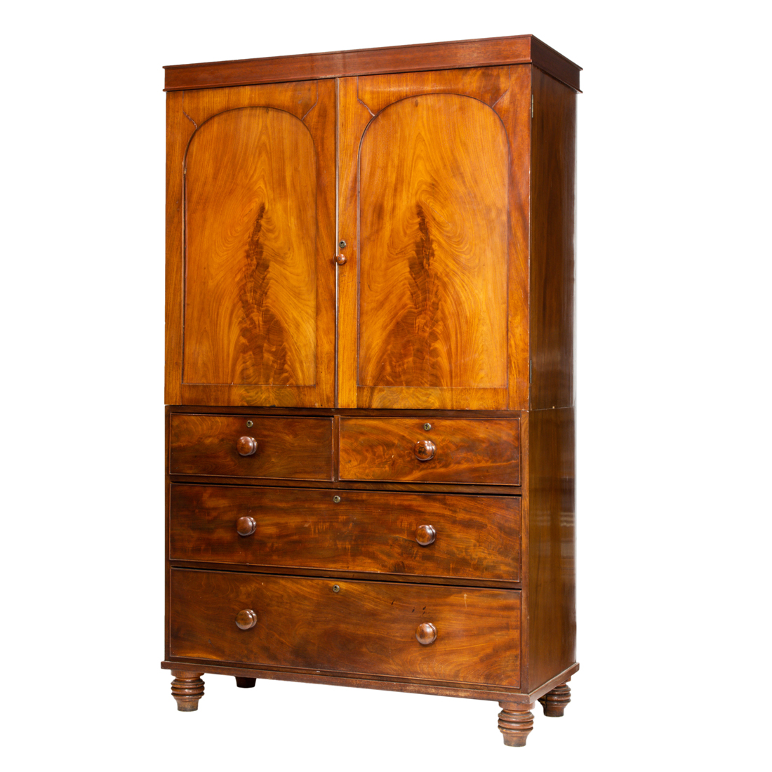 Appraisal: A REGENCY MAHOGANY LINEN PRESS CIRCA A Regency mahogany linen