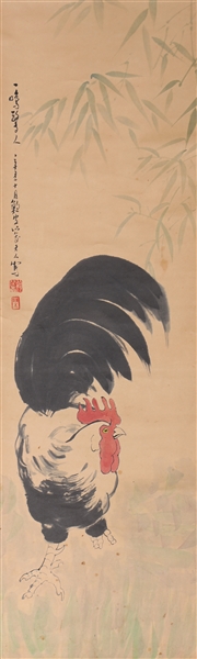 Appraisal: Chinese ink and color on paper painting of a rooster