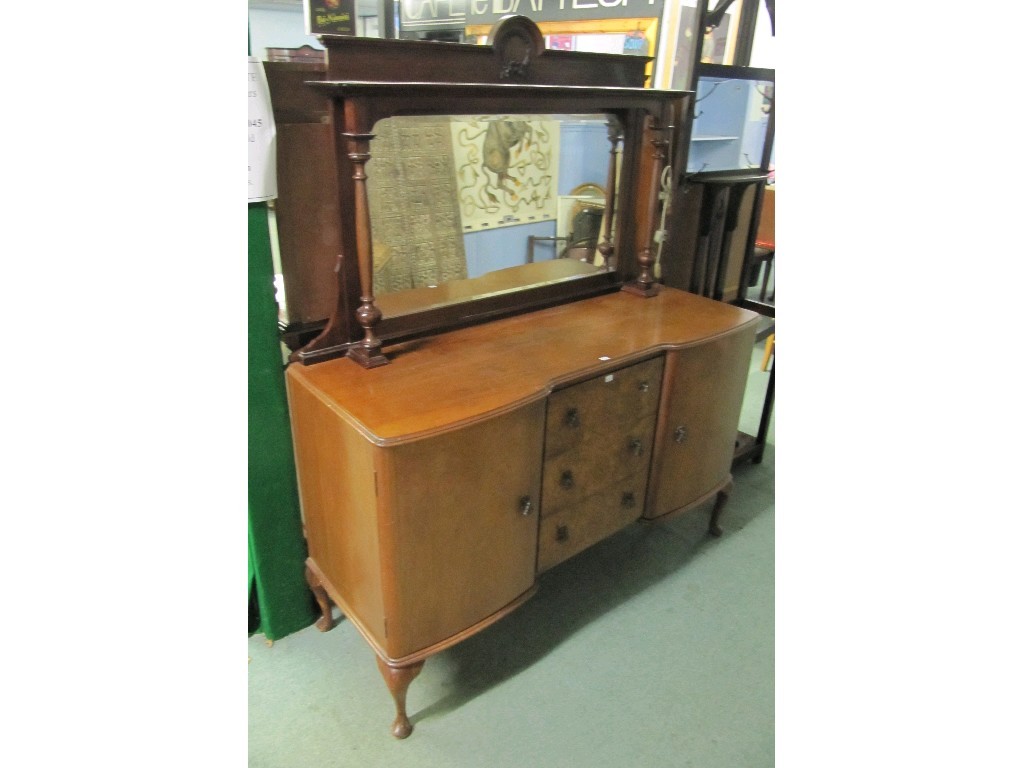 Appraisal: Lot comprising overmantle mirror and a sideboard