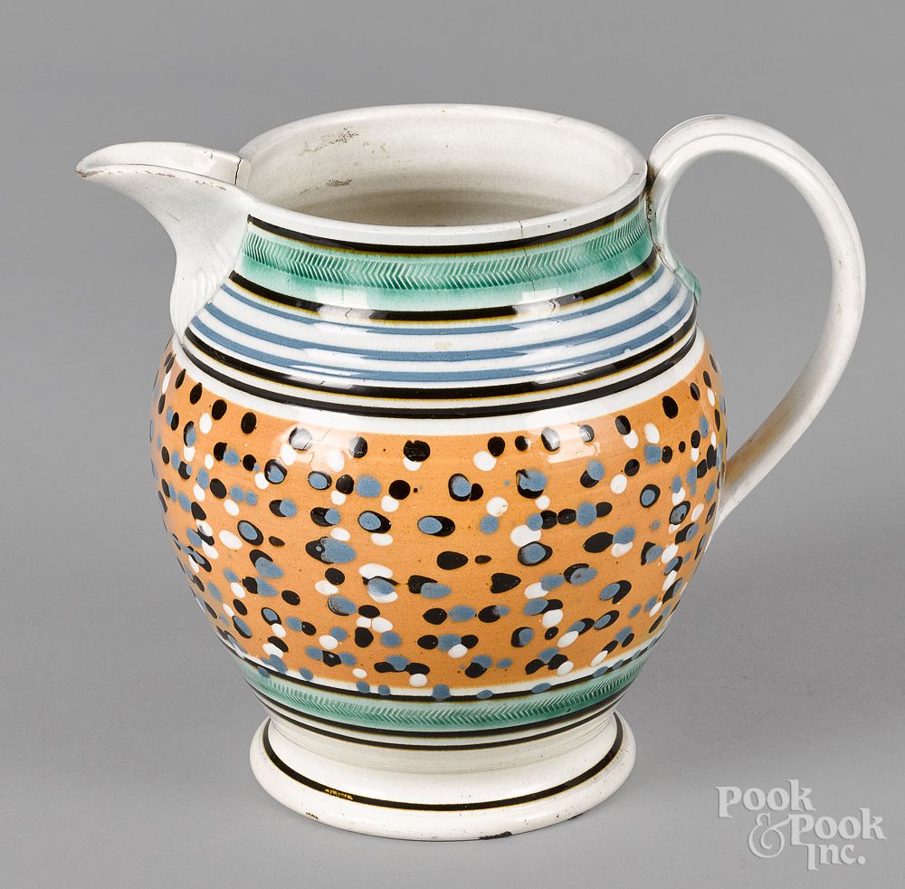 Appraisal: Mocha pitcher th c Mocha pitcher th c with dot