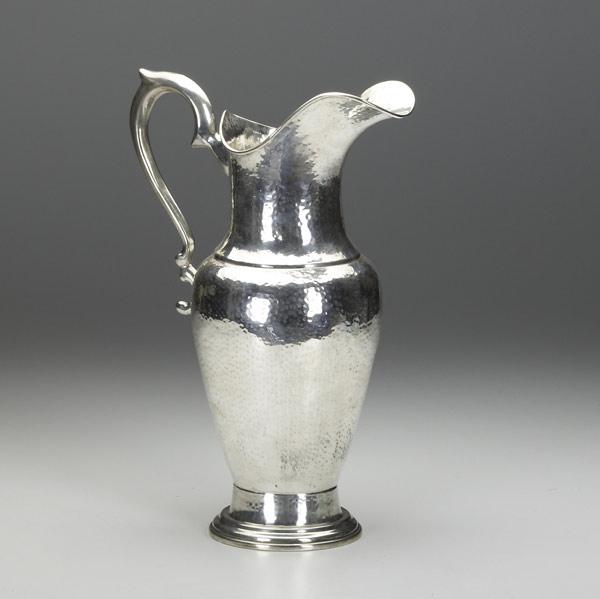 Appraisal: SOUTH AMERICAN SILVER Spot-hammered ewer in baluster form Marked Galena