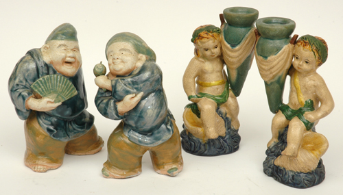 Appraisal: A GROUP OF FOUR VARIOUS FIGURES INCLUDING A PAIR OF