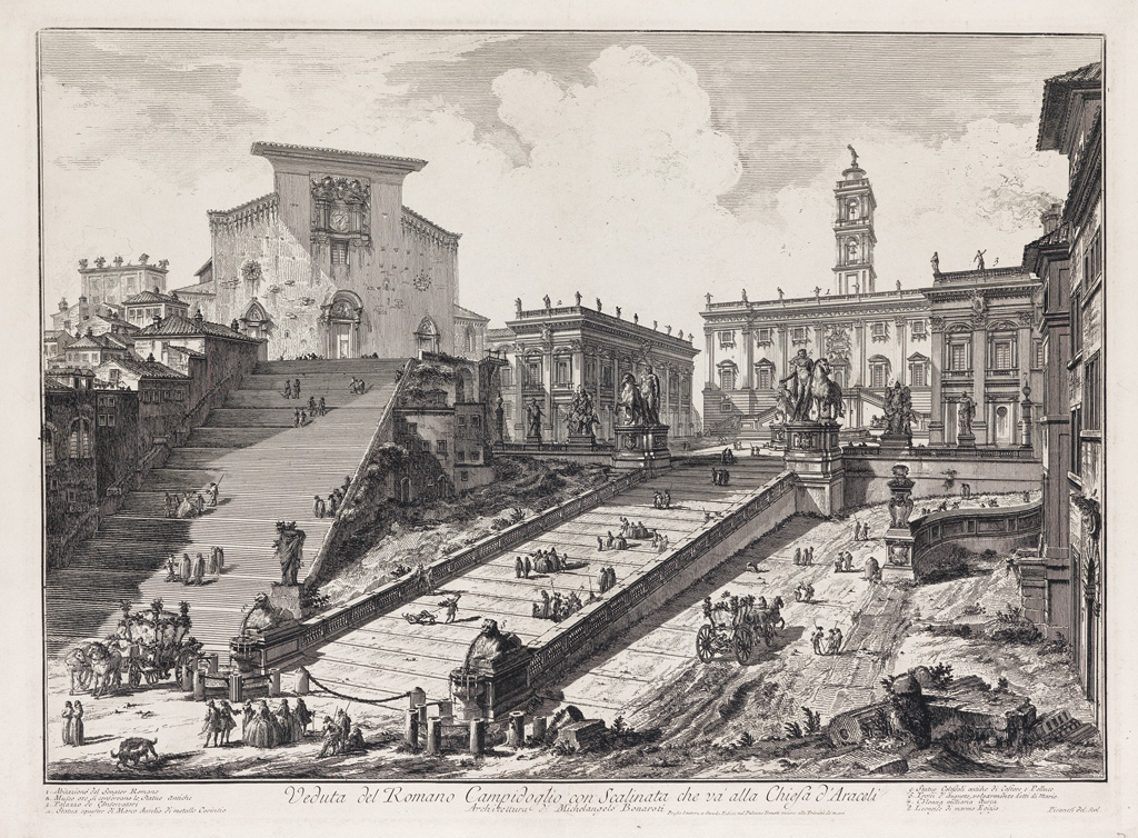 Appraisal: GIOVANNI B PIRANESI Veduta del Romano Campidoglio con Scalinata che