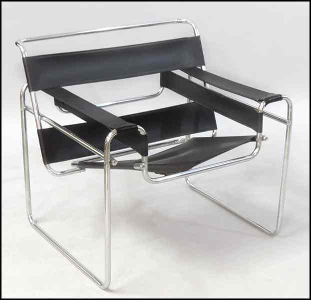 Appraisal: WASSILY STYLE LEATHER AND CHROME CHAIR Condition No Specific Condition