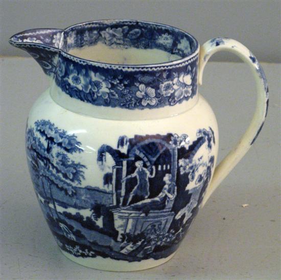 Appraisal: Early th century bulbous jug decorated in dark blue transfer