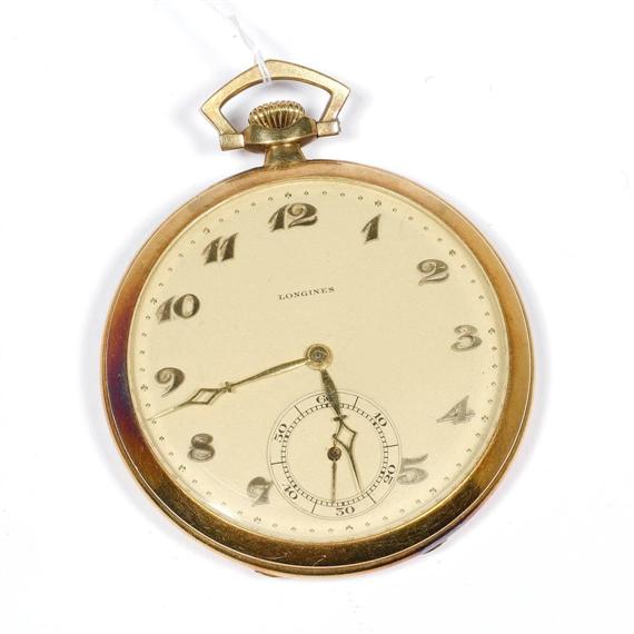 Appraisal: POCKET WATCH LONGINES ca Yellow gold Flat Art D co