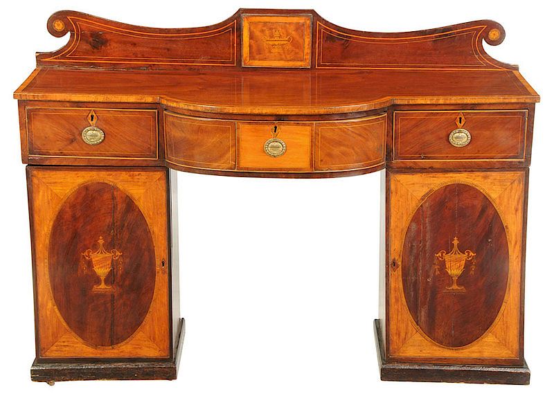 Appraisal: George III Inlaid Mahogany Sideboard British th th century figured