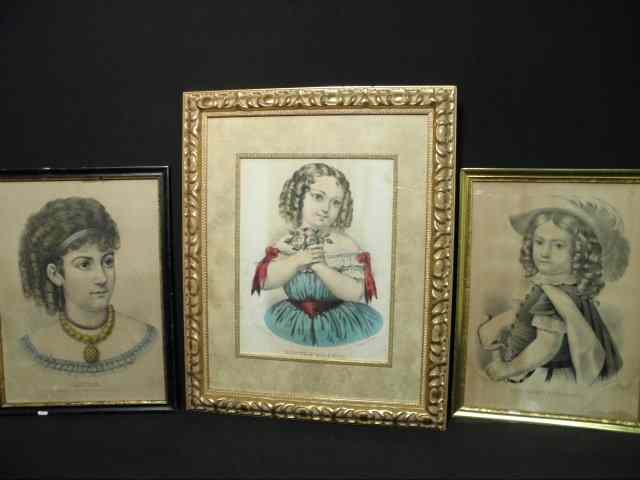 Appraisal: Lot of three Currier and Ives hand colored and framed