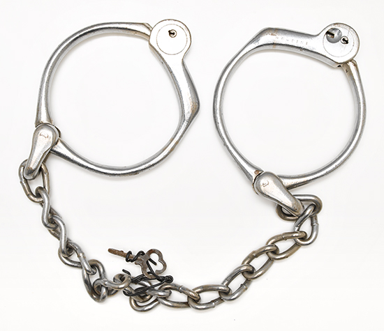 Appraisal: HOUDINI HARRY Pair of Bean leg irons owned by Houdini