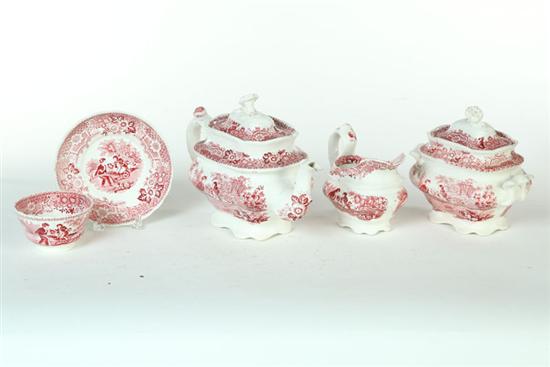 Appraisal: RED STAFFORDSHIRE TEASET English th century With a teapot cream