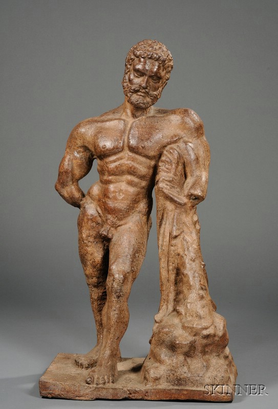 Appraisal: Large Cast Iron Figure of Hercules After the Antique late