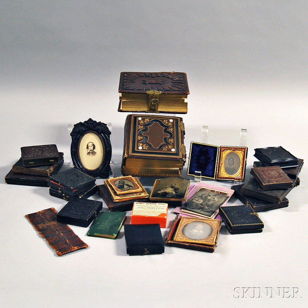 Appraisal: Group of Mostly Cased Daguerreotypes and Ambrotypes including two with