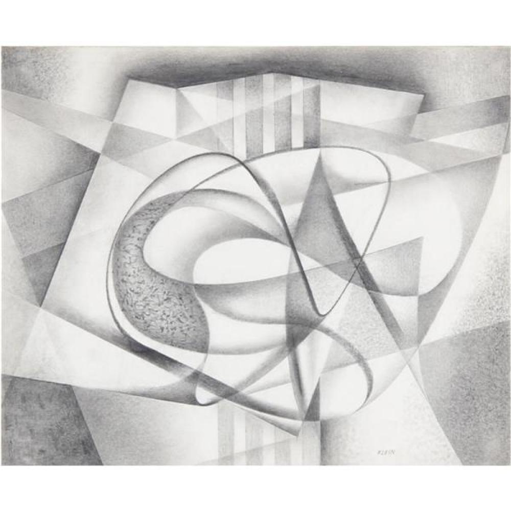 Appraisal: MEDARD KLEIN CHICAGO - ABSTRACT DESIGN GRAPHITE H X W