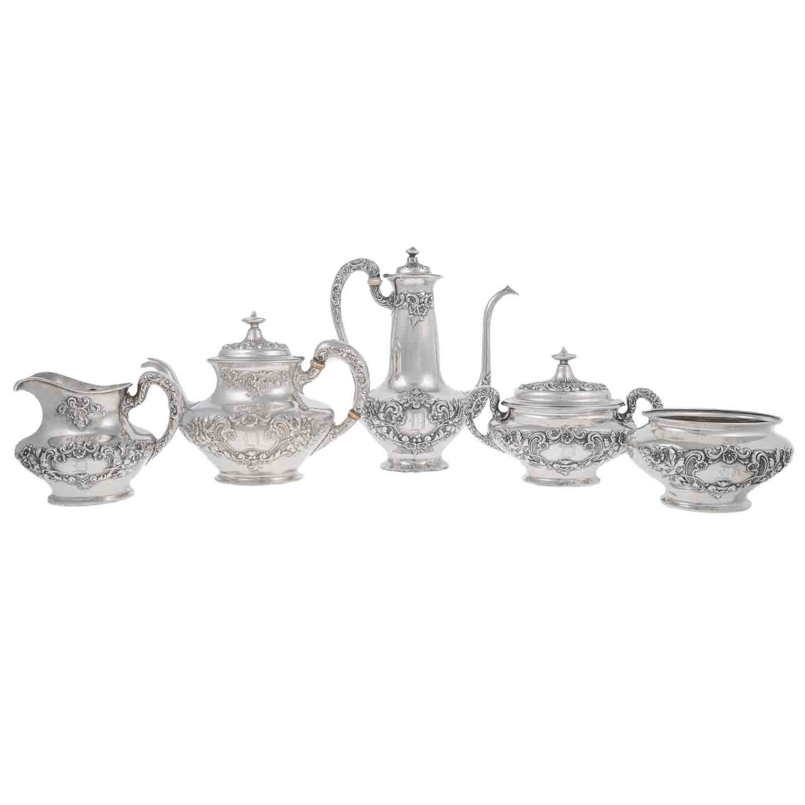 Appraisal: FIVE-PIECE GORHAM STERLING TEA COFFEE SERVICE - date marks comprising