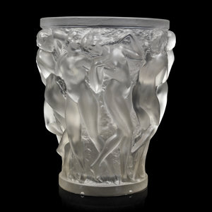 Appraisal: A Lalique Bacchantes Vase Post- molded and frosted glass etched